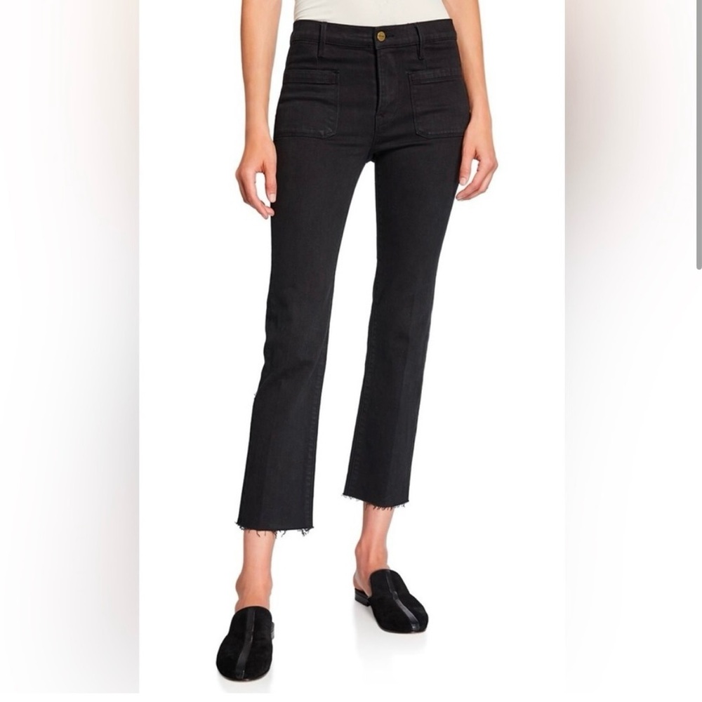 Frame le Bardot straight ankle black denim size 25